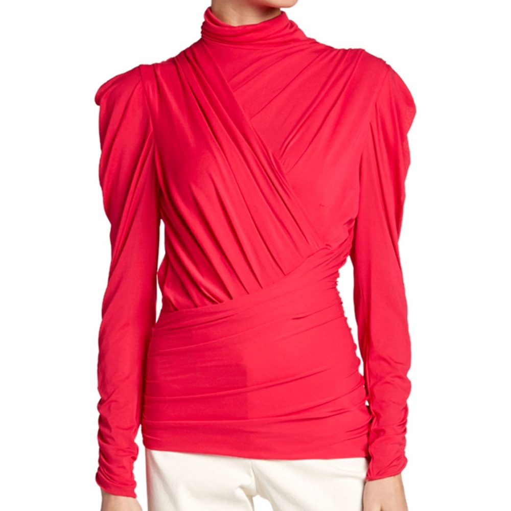 Isabel Marant
Jalford Ruched Jersey Turtleneck Blouse